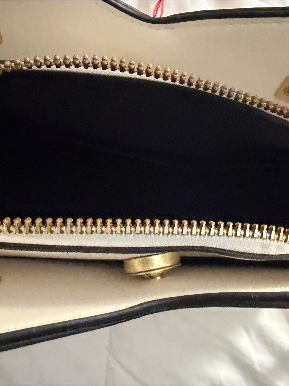 Red and Cream Colorblock Structured Satchel - Picture 3 of 6